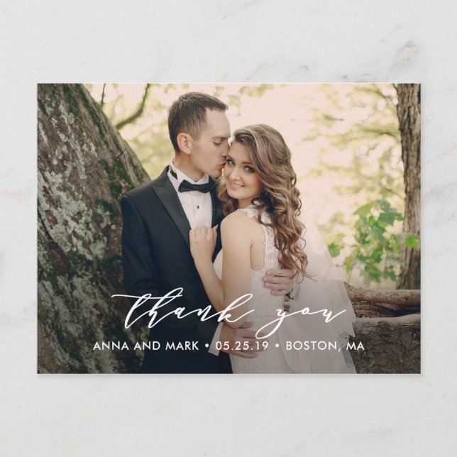 Effortless Script Thank You Postcards (Front)