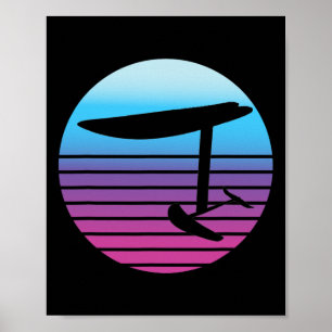 Efoil Electric Hydrofoil Retro Sunset Surf  Poster