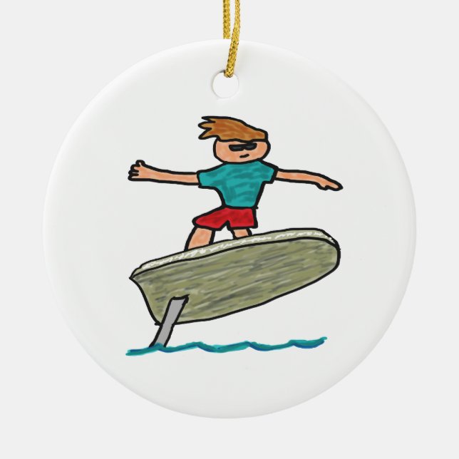 eFoil Surfing Ceramic Tree Decoration (Front)