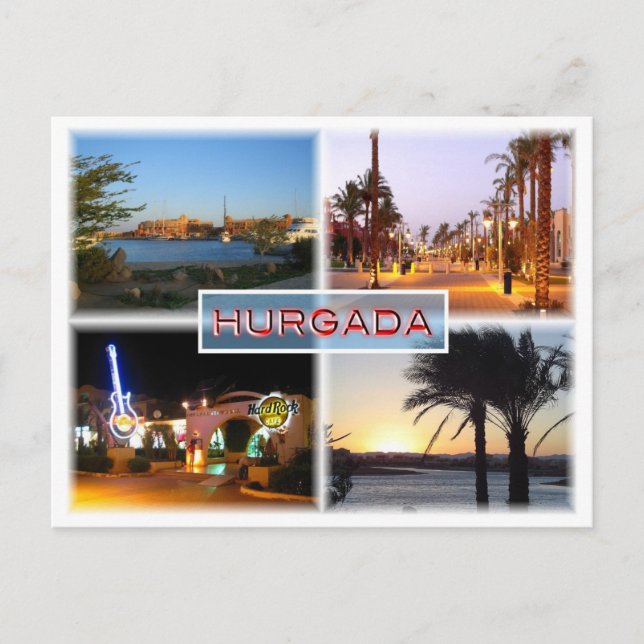 EG Egypt - Hurghada by Night - Red Sea - El Gun - Postcard (Front)