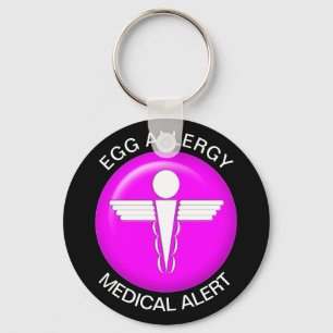 Egg Allergy Medical Alert Pink Key Ring