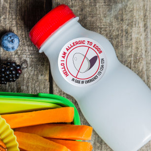 Egg Allergy with custome emergency number Classic Round Sticker