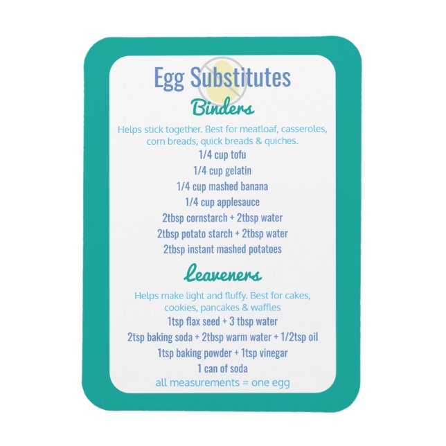 Egg Alternatives Reference Egg Substitutes Magnet (Vertical)