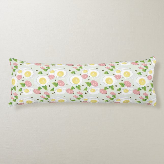 Egg and Sausage Pattern Body Cushion (Front)