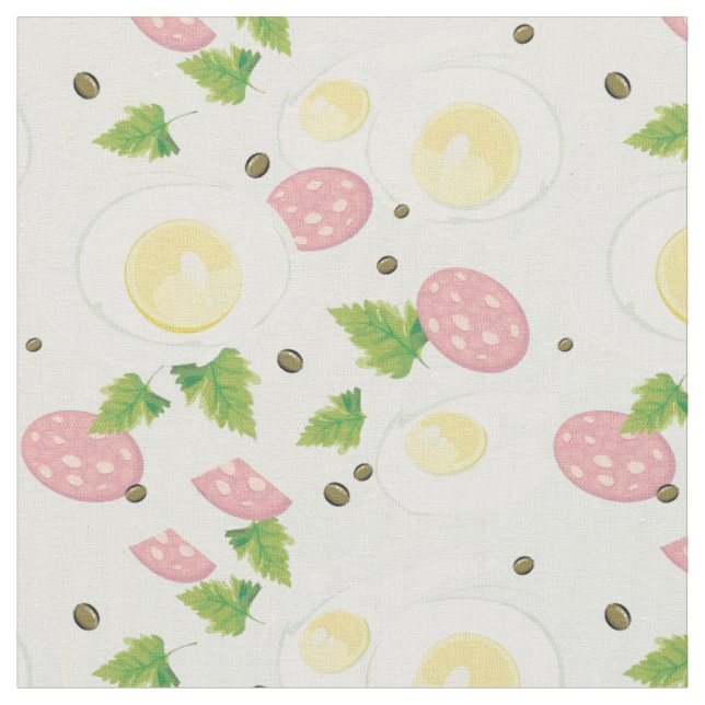 Egg and Sausage Pattern Fabric (Close Up)