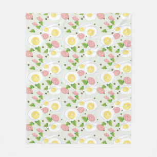 Egg and Sausage Pattern Fleece Blanket