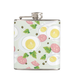 Egg and Sausage Pattern Hip Flask