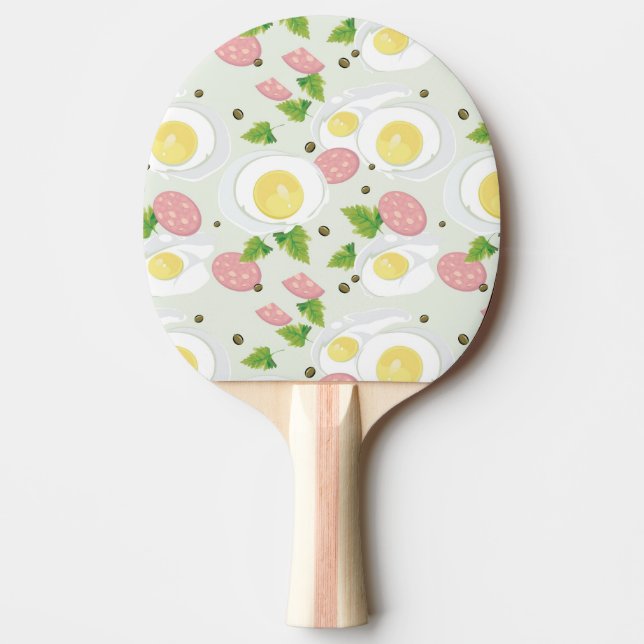 Egg and Sausage Pattern Ping Pong Paddle (Front)