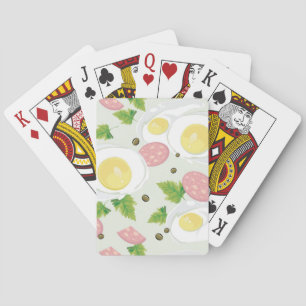 Egg and Sausage Pattern Playing Cards