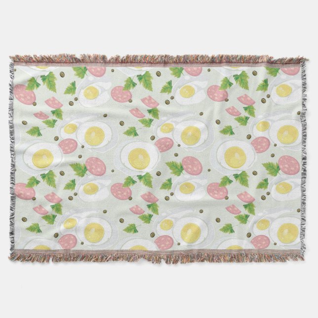 Egg and Sausage Pattern Throw Blanket (Front)