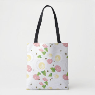 Egg and Sausage Pattern Tote Bag