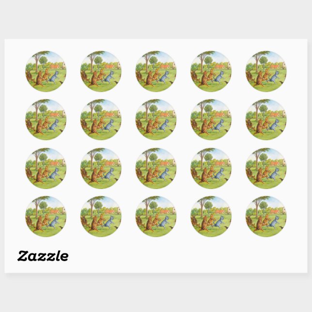 Egg and Spoon Race by Louis Wain Classic Round Sticker (Sheet)