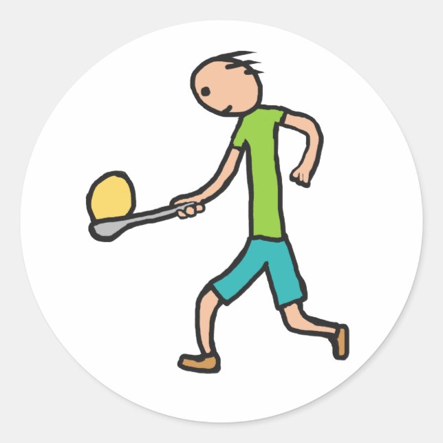 Egg And Spoon Race Classic Round Sticker (Front)