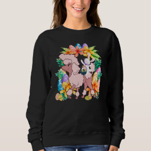 Egg Basket Rabbit Riding Poodle Dog Happy Easter D Sweatshirt