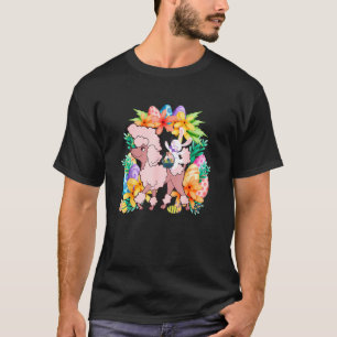 Egg Basket Rabbit Riding Poodle Dog Happy Easter D T-Shirt
