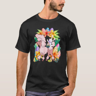 Egg Basket Rabbit Riding Poodle Dog Happy Easter D T-Shirt