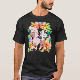 Egg Basket Rabbit Riding Poodle Dog Happy Easter D T-Shirt