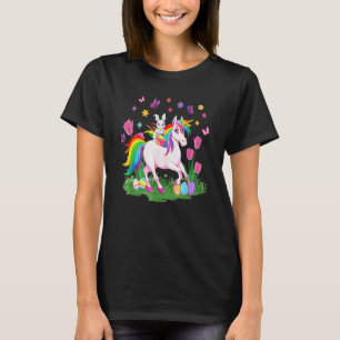 Egg Basket Rabbit Riding Unicorn Happy Easter Day T-Shirt