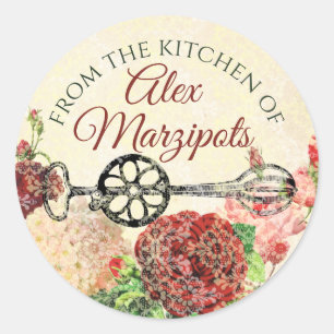 Egg beater flower from the kitchen of personalised classic round sticker