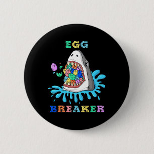 Egg Breaker Shark Easter Fun Boys Girls Kids  6 Cm Round Badge