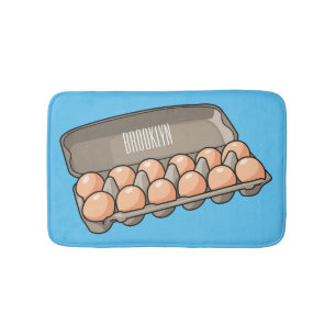 Egg carton cartoon illustration bath mat