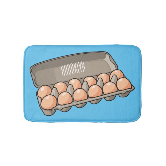 Egg carton cartoon illustration  bath mat (Front)