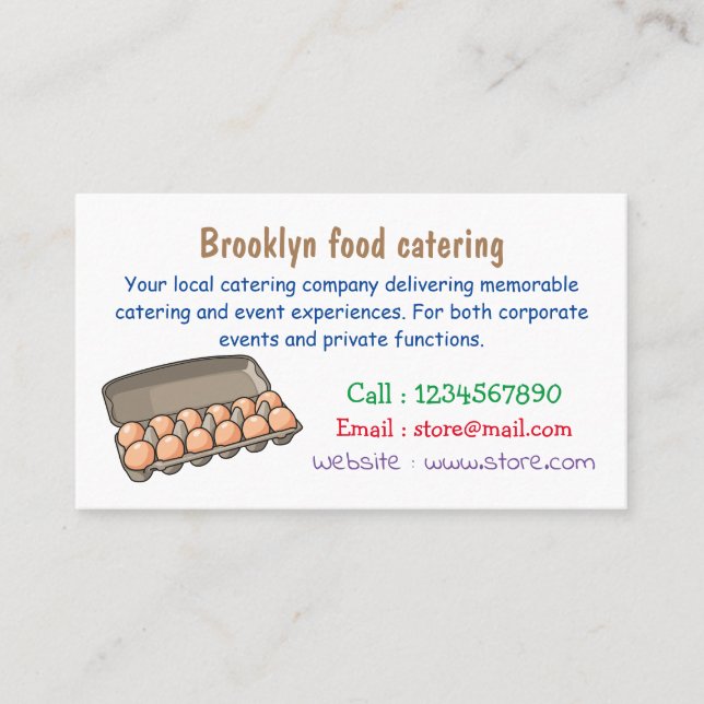 Egg carton cartoon illustration business card (Front)
