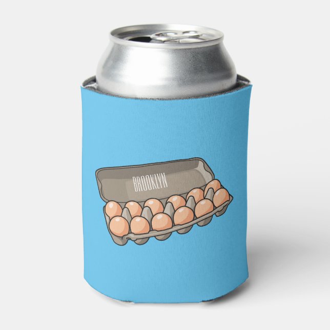 Egg carton cartoon illustration  can cooler (Can Front)