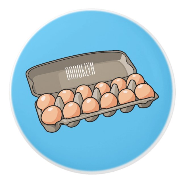 Egg carton cartoon illustration ceramic knob (Front)