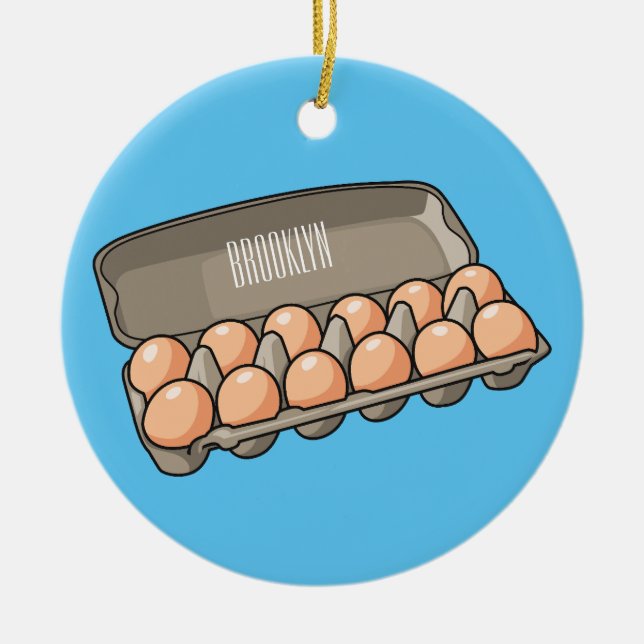 Egg carton cartoon illustration  ceramic tree decoration (Front)