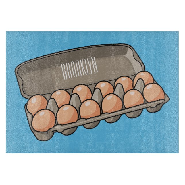 Egg carton cartoon illustration  cutting board (Front)