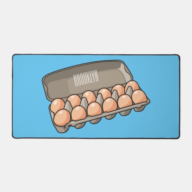 Egg carton cartoon illustration  desk mat (Front)