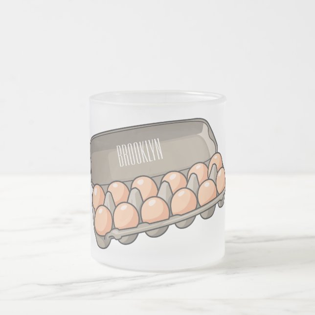 Egg carton cartoon illustration frosted glass coffee mug (Center)