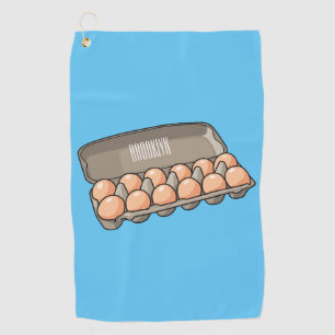 Egg carton cartoon illustration golf towel