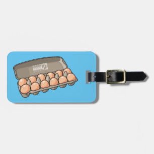 Egg carton cartoon illustration luggage tag