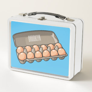 Egg carton cartoon illustration metal lunch box