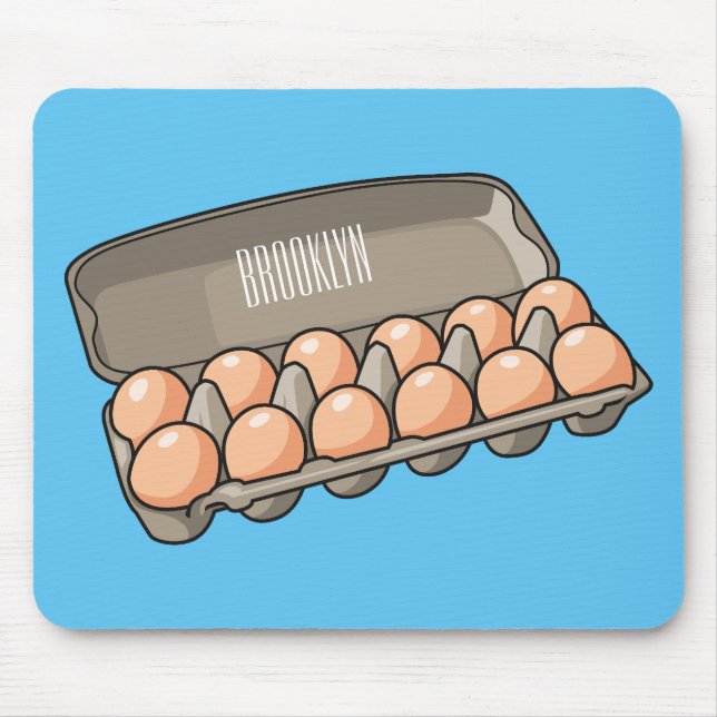 Egg carton cartoon illustration mouse mat (Front)