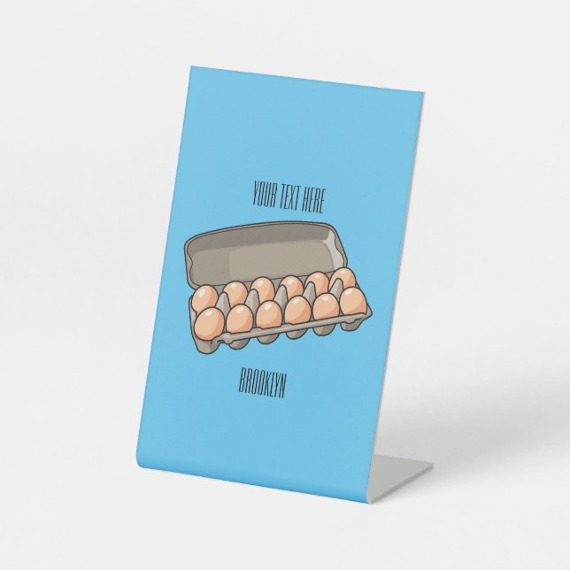 Egg carton cartoon illustration  pedestal sign (Front)