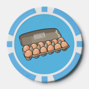 Egg carton cartoon illustration poker chips