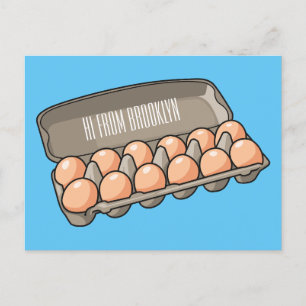 Egg carton cartoon illustration postcard
