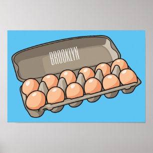 Egg carton cartoon illustration  poster