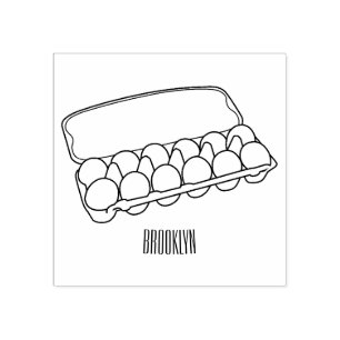 Egg carton cartoon illustration rubber stamp