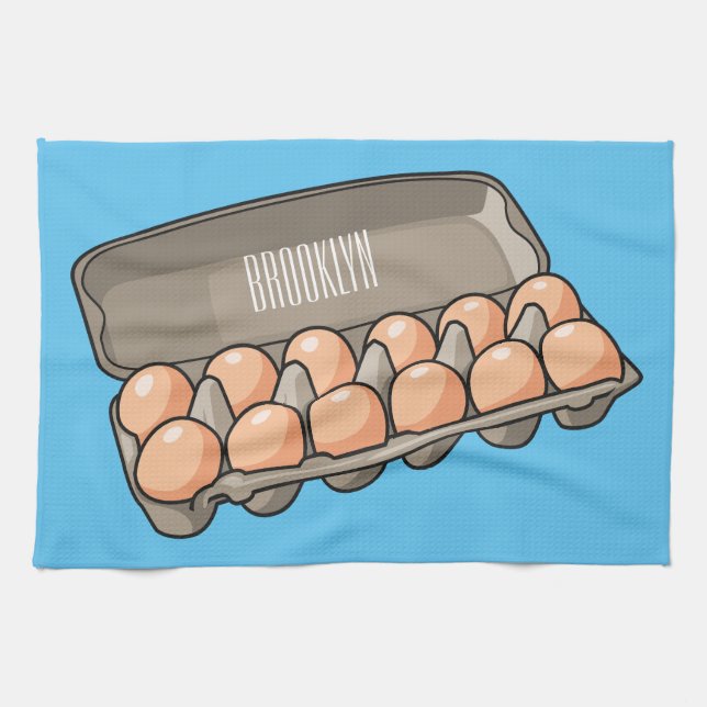 Egg carton cartoon illustration   tea towel (Horizontal)