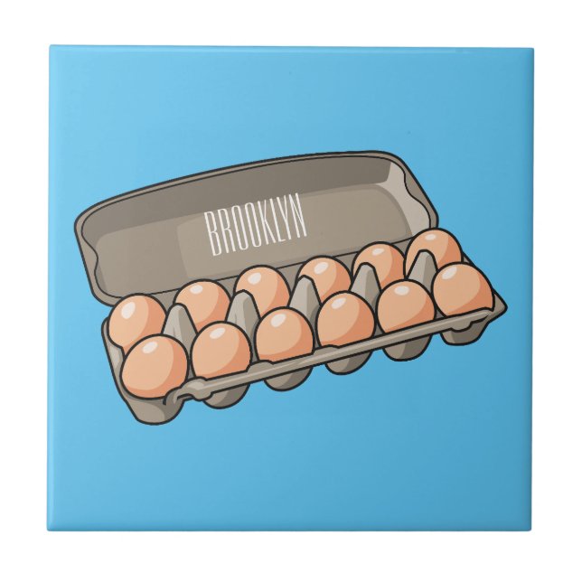 Egg carton cartoon illustration tile (Front)