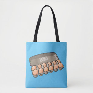 Egg carton cartoon illustration tote bag