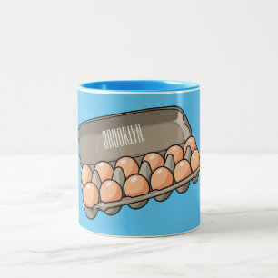 Egg carton cartoon illustration  Two-Tone coffee mug