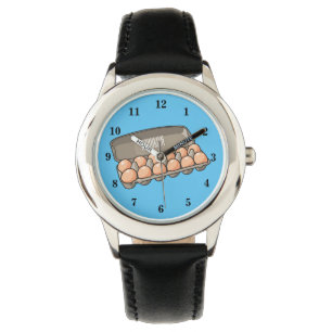 Egg carton cartoon illustration watch