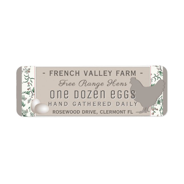 Egg Carton Label Botanical with Hen and Eggs (Front)