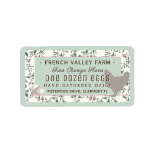 Egg Carton Label Botanical with Hen and Eggs