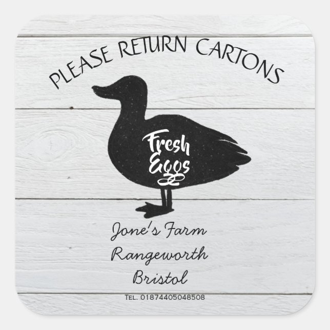 Egg Carton Label customise Duck egg box free range (Front)
